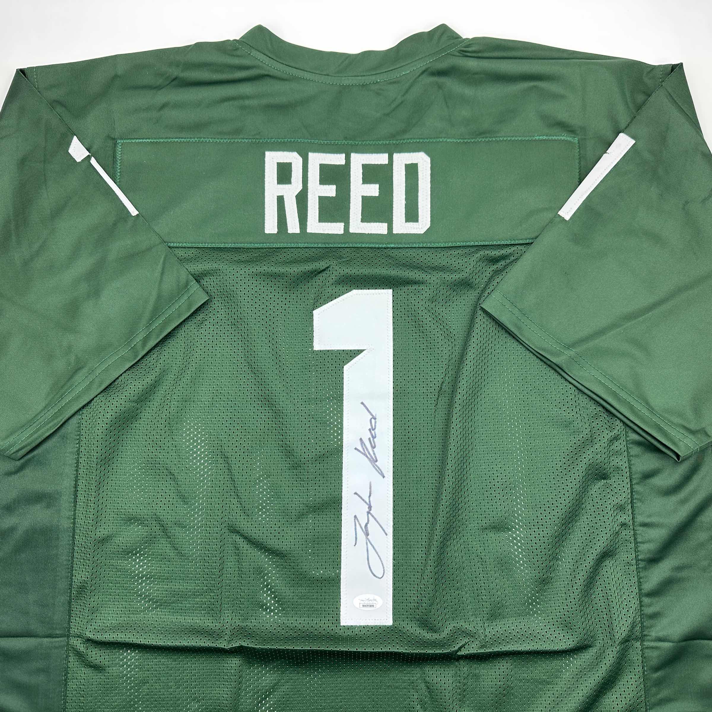 autographed-signed-jayden-reed-michigan-state-green-college-football-jersey-jsa-coa