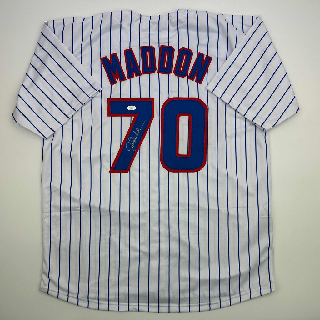 autographed-signed-joe-maddon-chicago-pinstripe-baseball-jersey-jsa-coa