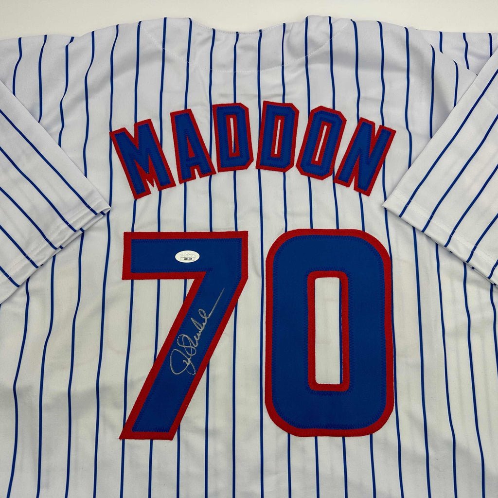 autographed-signed-joe-maddon-chicago-pinstripe-baseball-jersey-jsa-coa