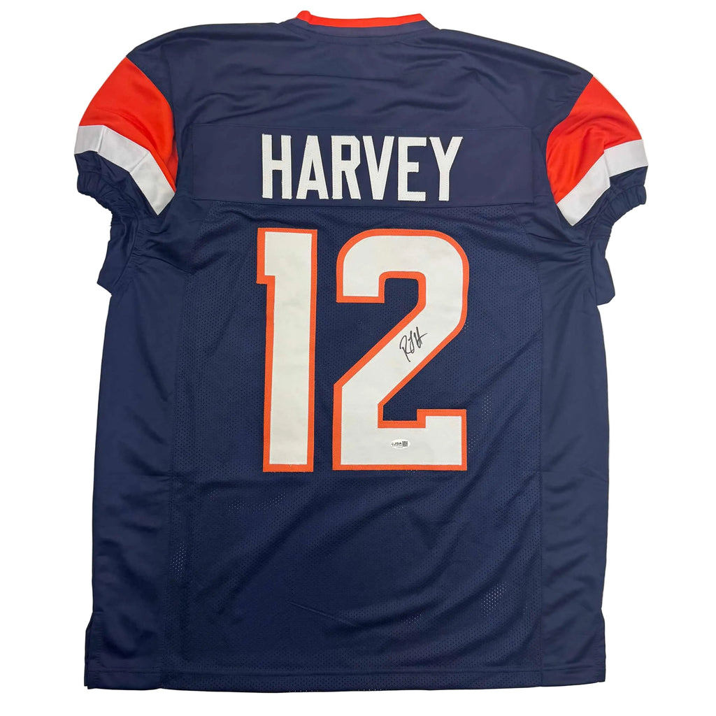 autographed-signed-r-j-rj-harvey-denver-blue-football-jersey-jsa-coa-1