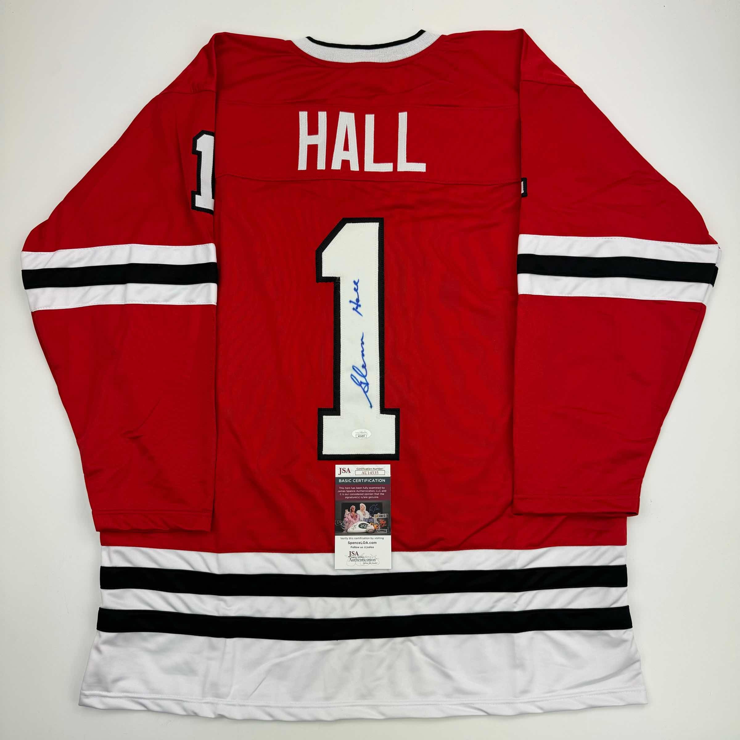 autographed-signed-glenn-hall-chicago-red-hockey-jersey-jsa-coa