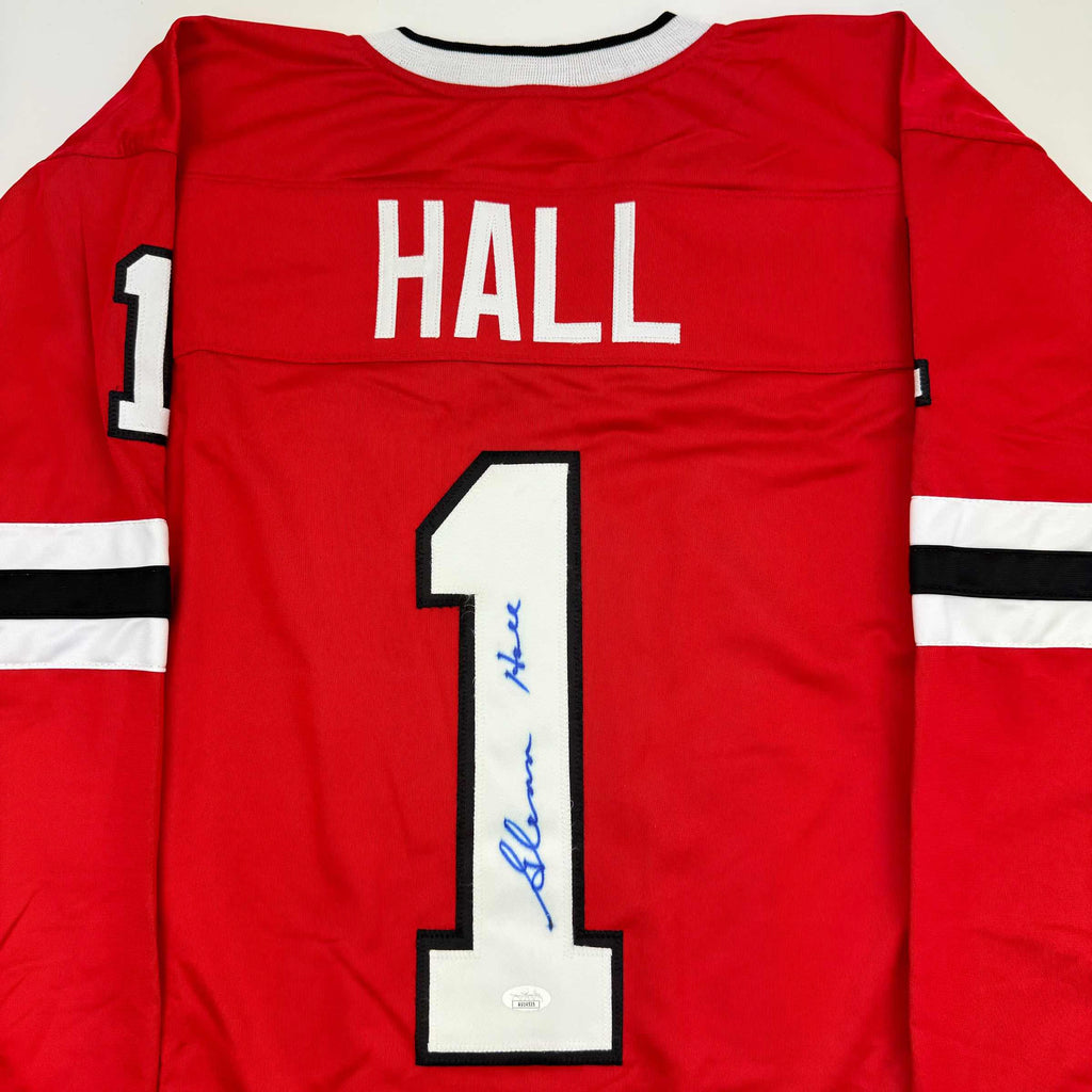 autographed-signed-glenn-hall-chicago-red-hockey-jersey-jsa-coa