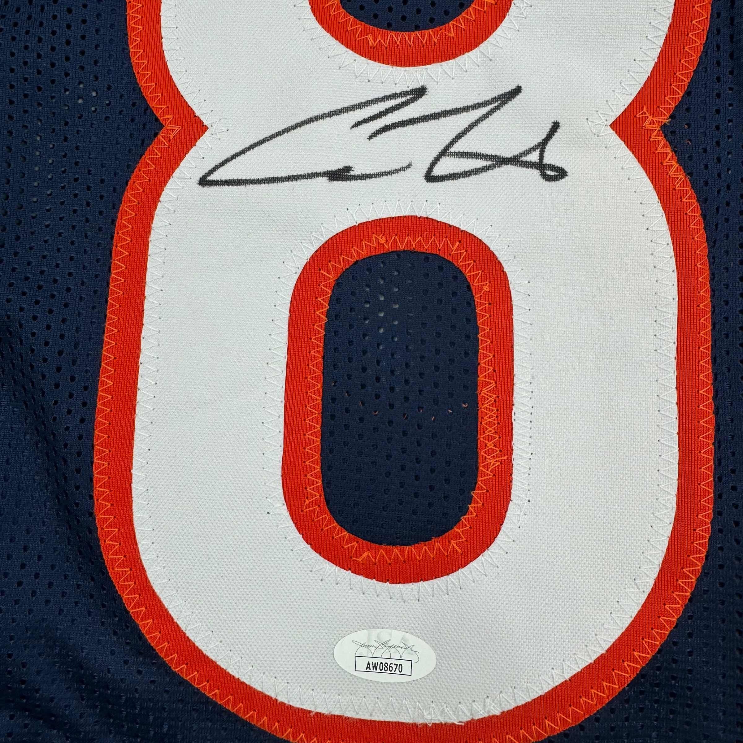 autographed-signed-cole-kmet-chicago-blue-football-jersey-jsa-coa
