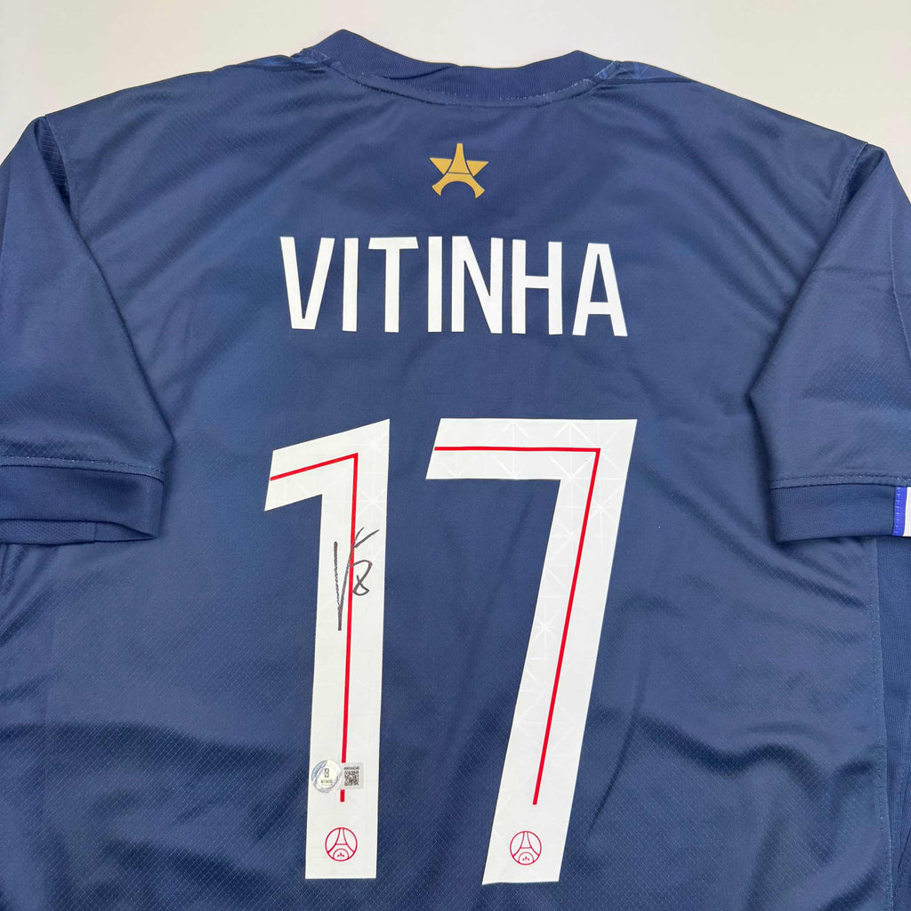autographed-signed-vitinha-psg-paris-saint-germain-blue-soccer-futbol-jersey-beckett-bas-coa