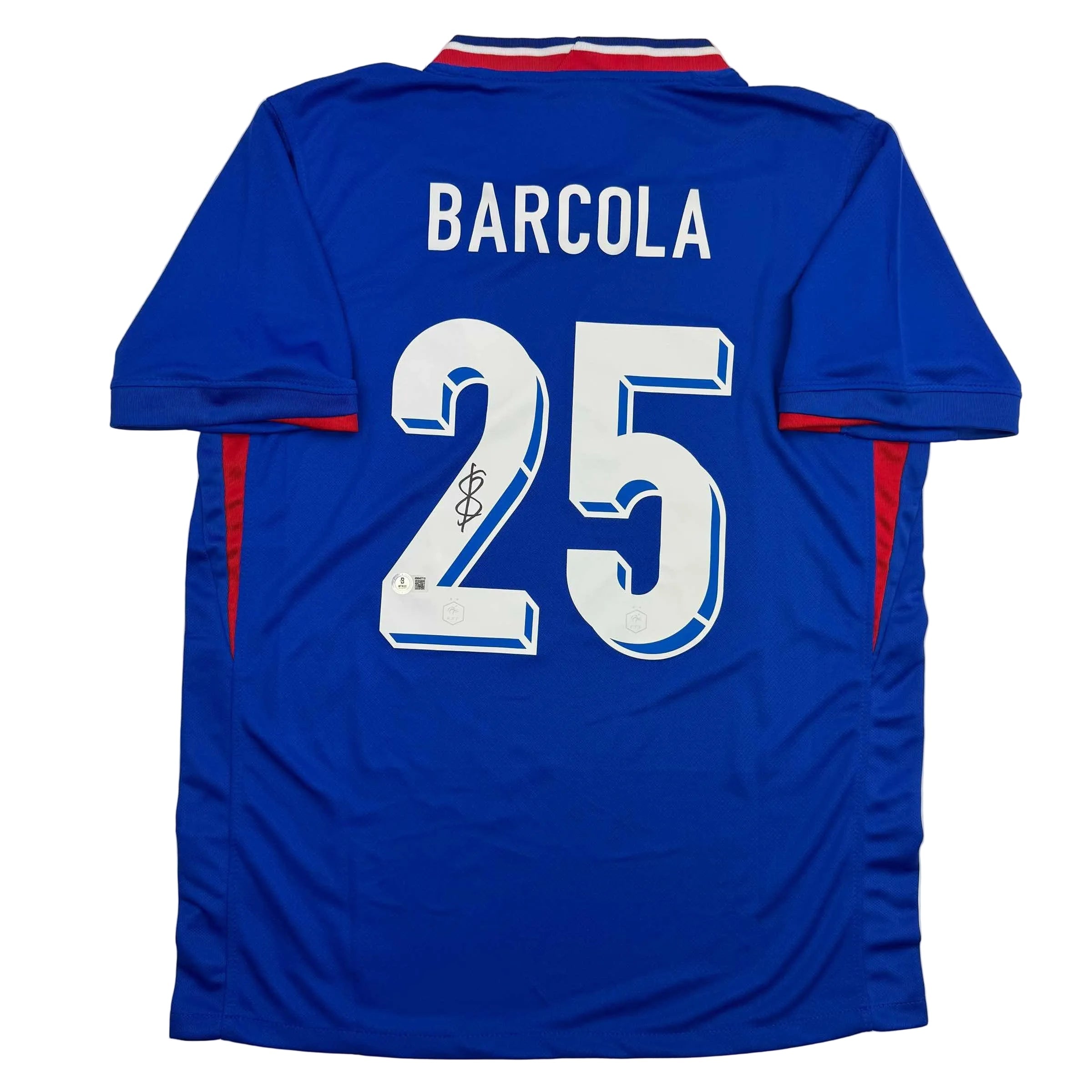 autographed-signed-bradley-barcola-france-french-national-team-blue-soccer-jersey-beckett-bas-coa
