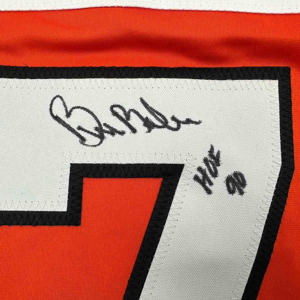 autographed-signed-bill-barber-hof-90-philadelphia-orange-hockey-jersey-beckett-bas-coa