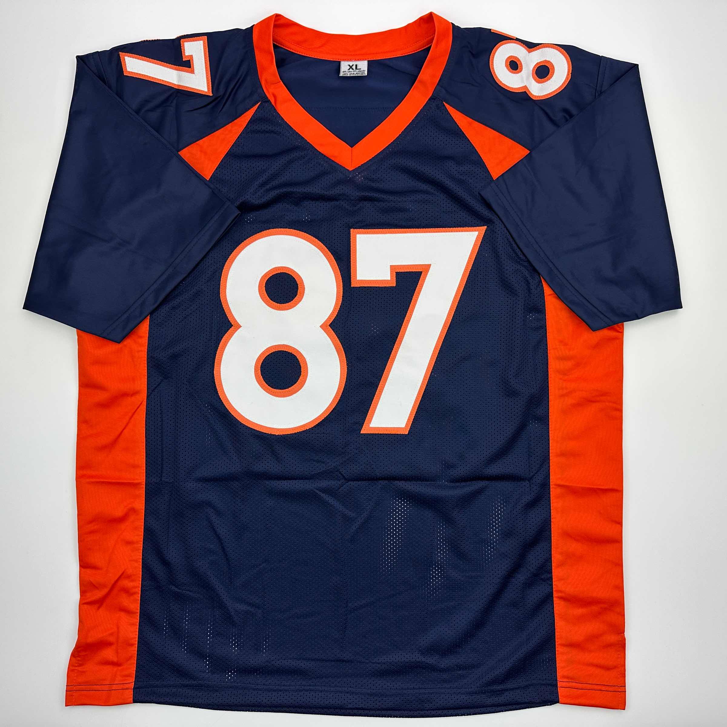 autographed-signed-ed-mccaffrey-2x-sb-champs-denver-blue-football-jersey-beckett-bas-coa