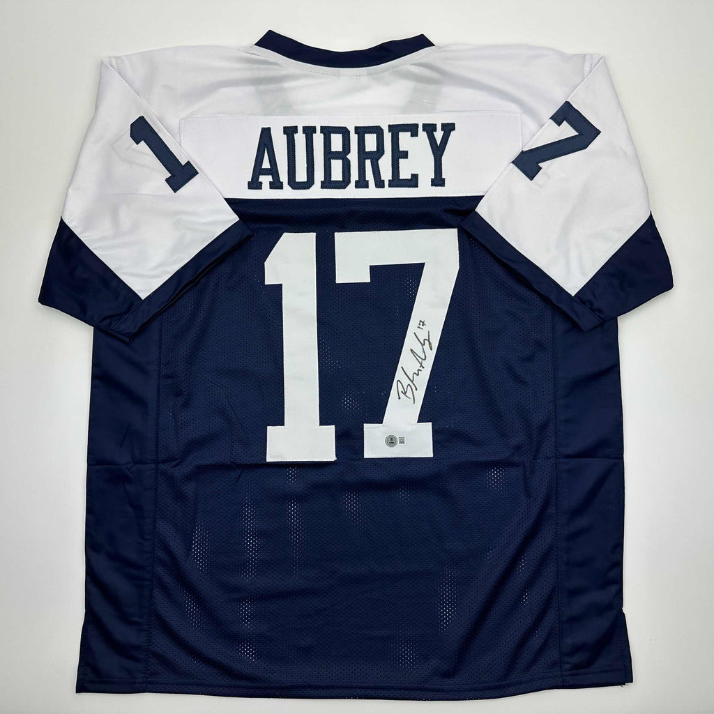 autographed-signed-brandon-aubrey-dallas-thanksgiving-day-football-jersey-beckett-bas-coa