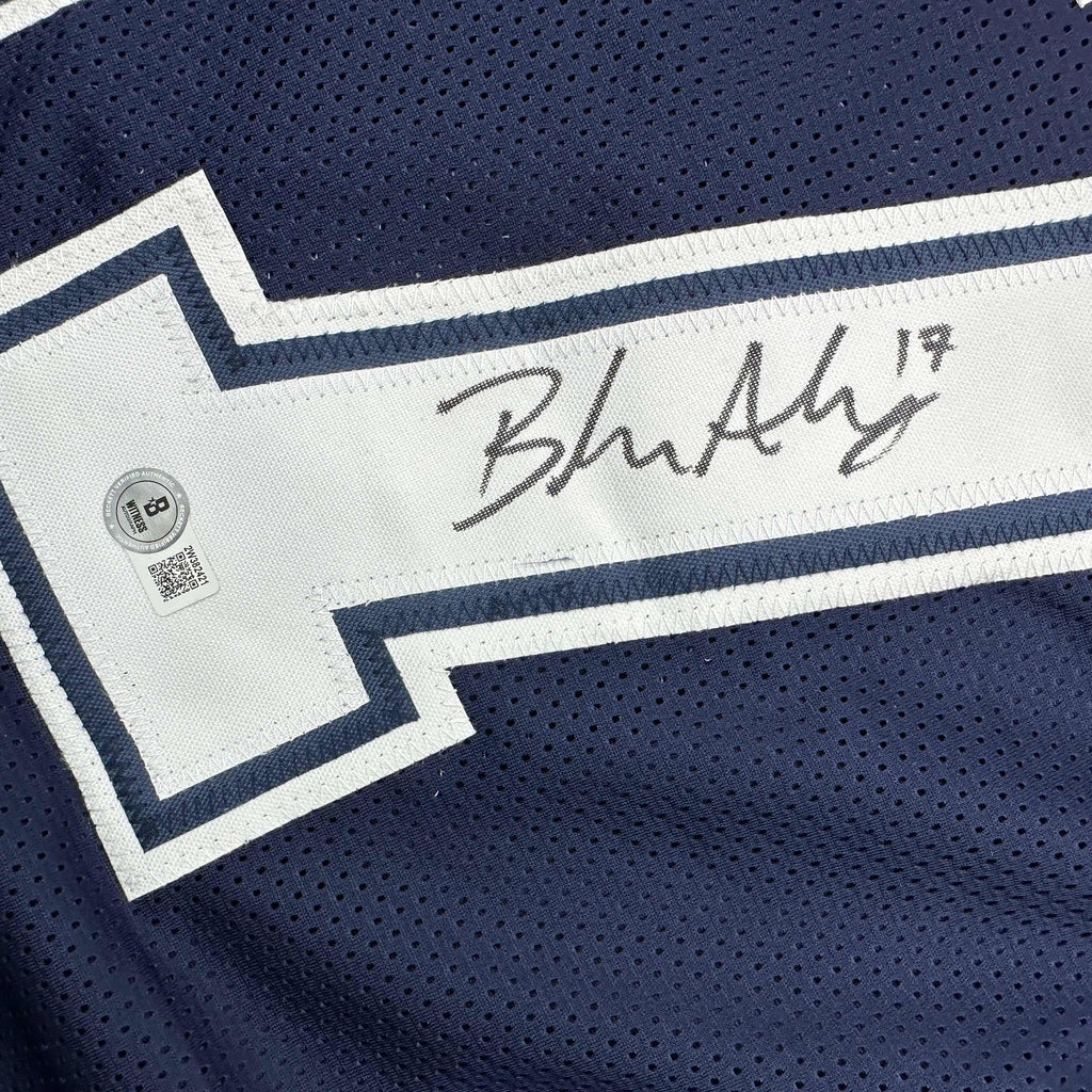 autographed-signed-brandon-aubrey-dallas-blue-football-jersey-beckett-bas-coa