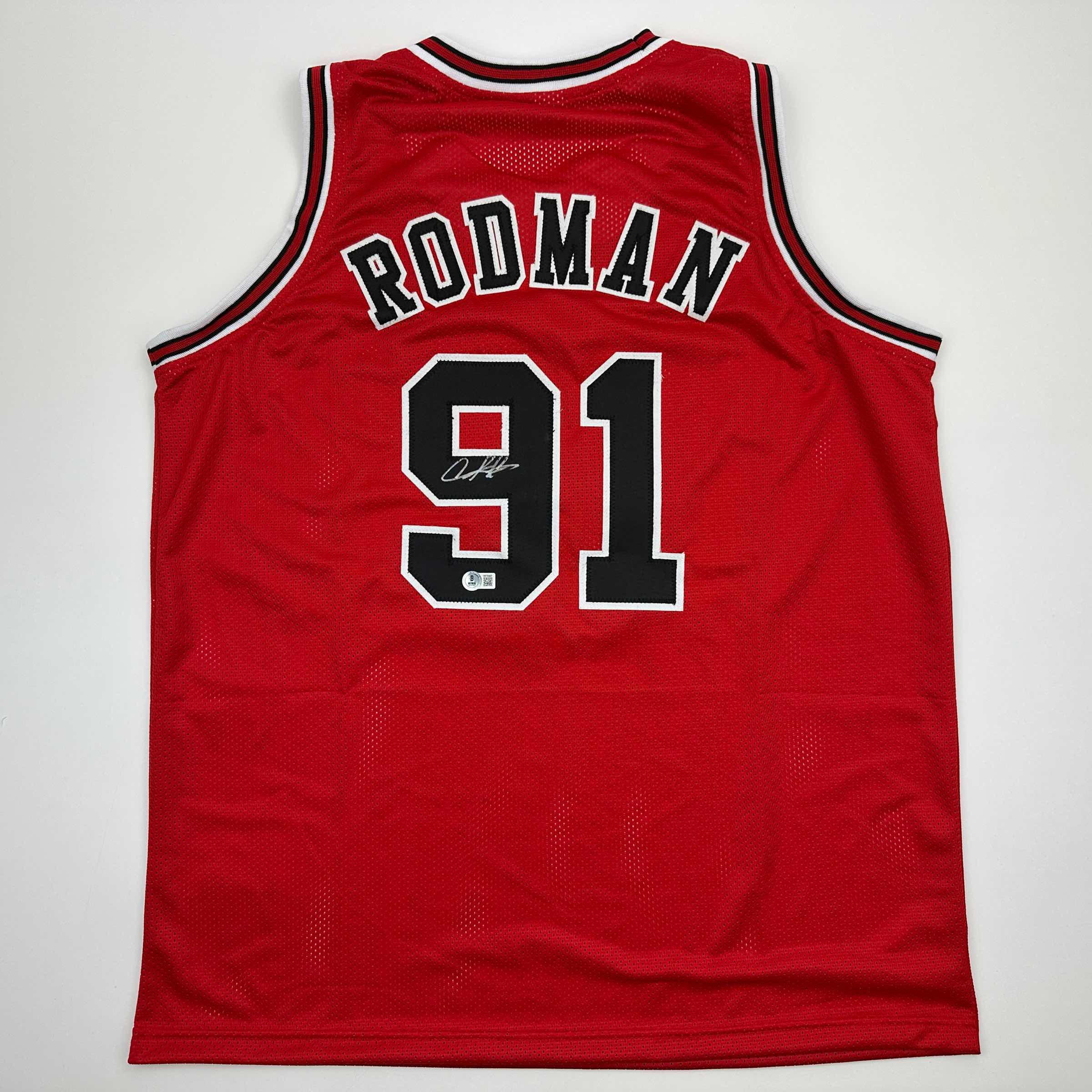 autographed-signed-dennis-rodman-chicago-red-basketball-jersey-beckett-bas-coa
