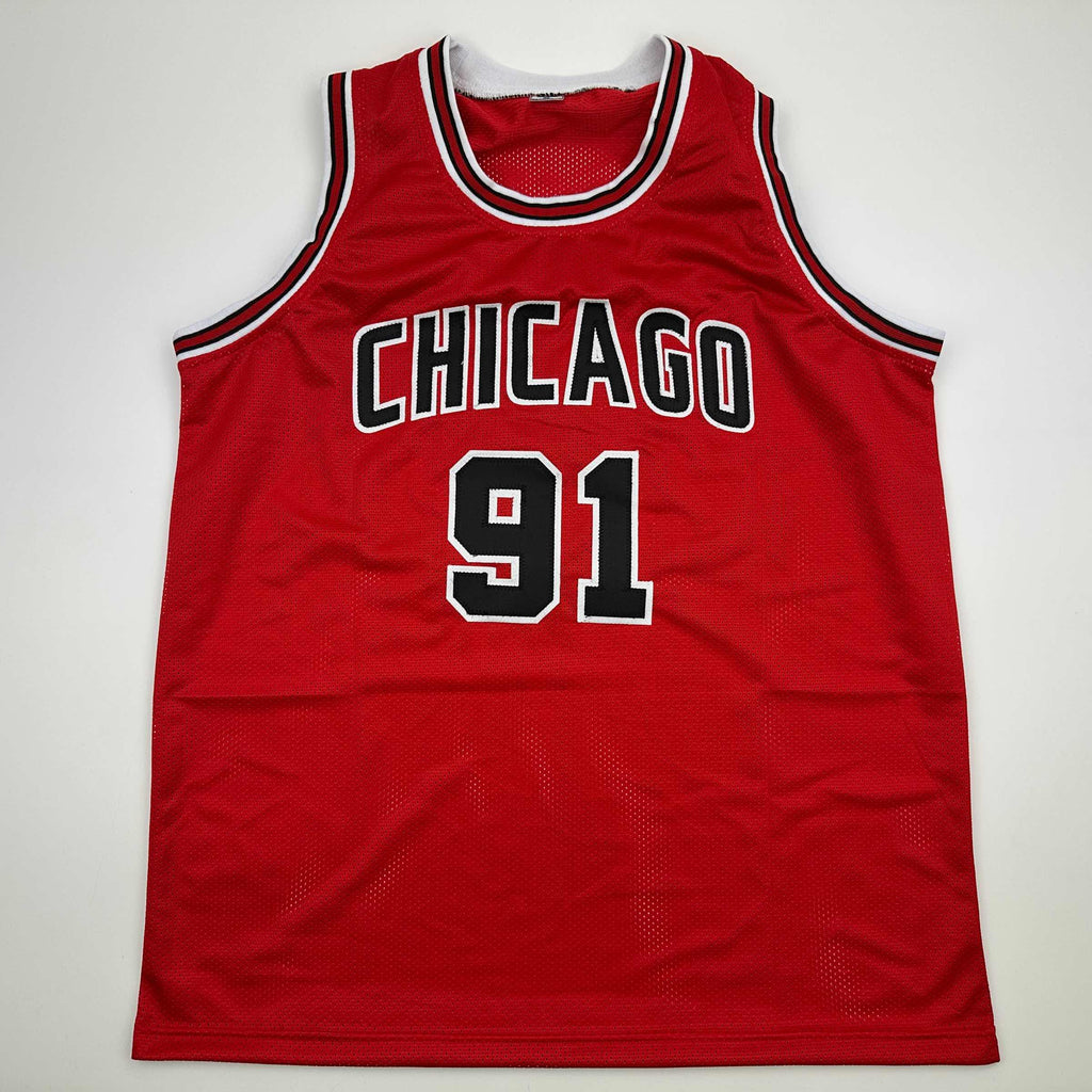 autographed-signed-dennis-rodman-chicago-red-basketball-jersey-beckett-bas-coa