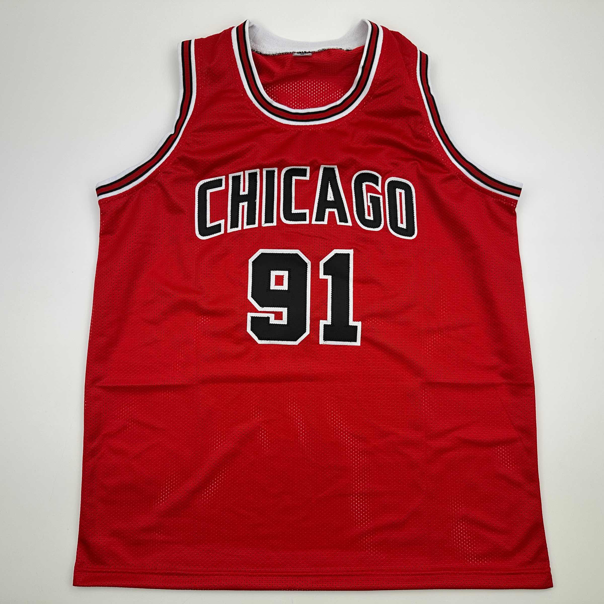 autographed-signed-dennis-rodman-chicago-red-basketball-jersey-beckett-bas-coa