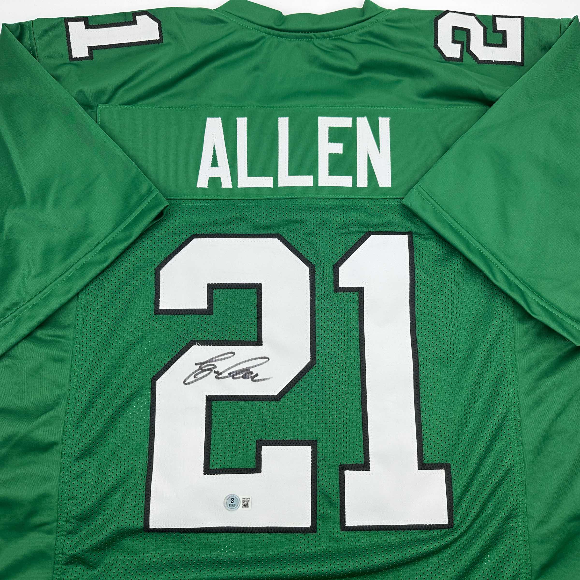 autographed-signed-eric-allen-philadelphia-kelly-green-football-jersey-beckett-bas-coa