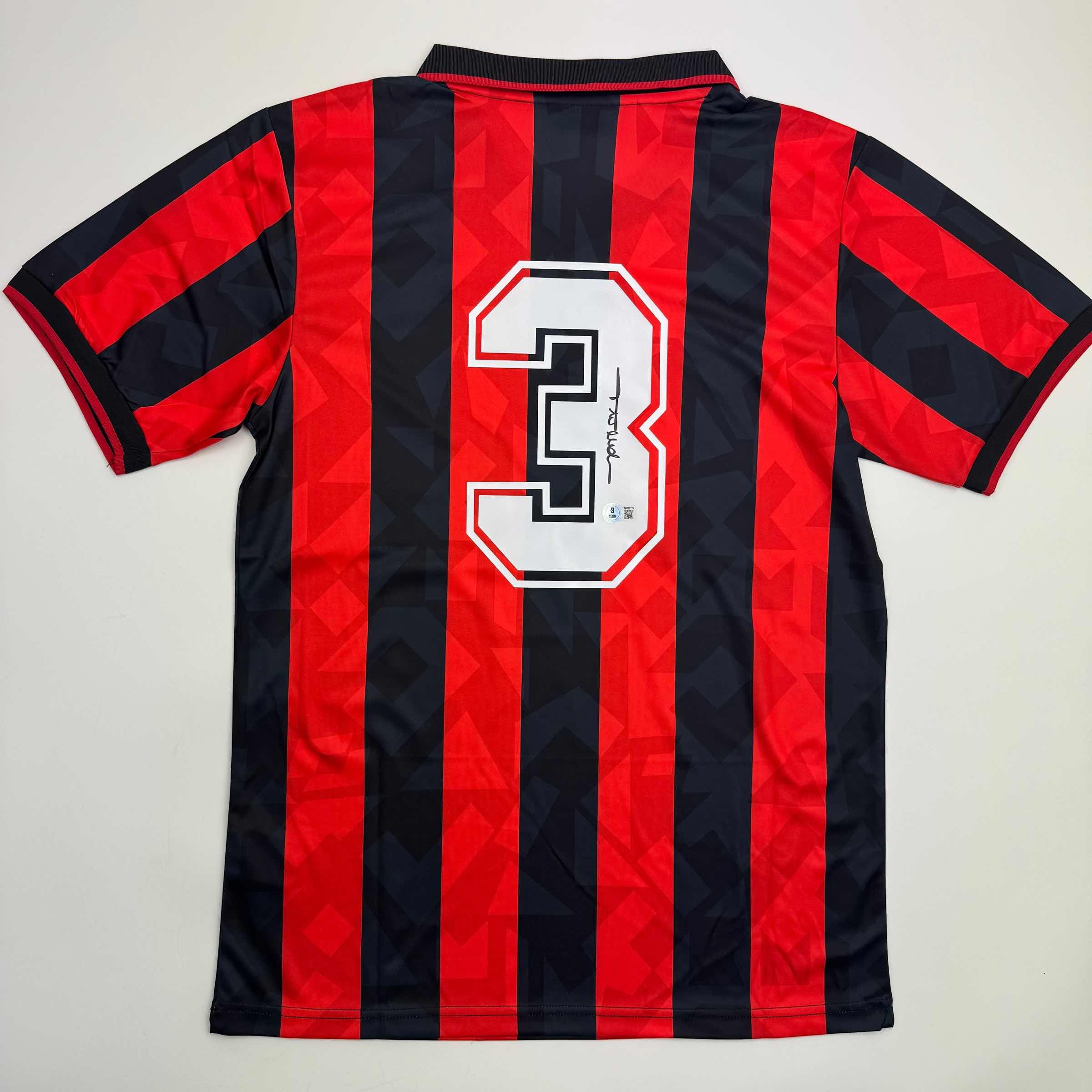 autographed-signed-paolo-maldini-ac-milan-black-red-soccer-futbol-jersey-beckett-bas-coa