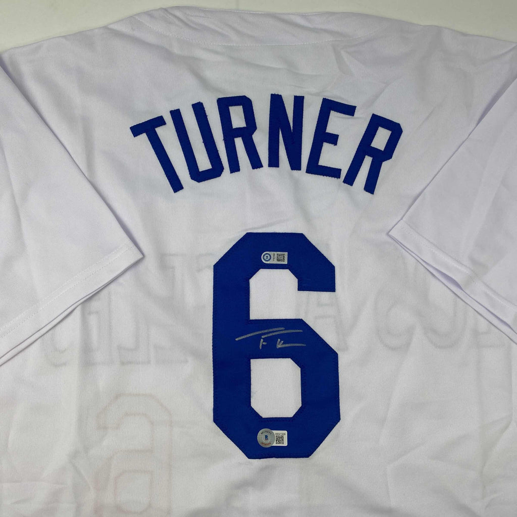 autographed-signed-trea-turner-los-angeles-la-white-baseball-jersey-beckett-bas-coa