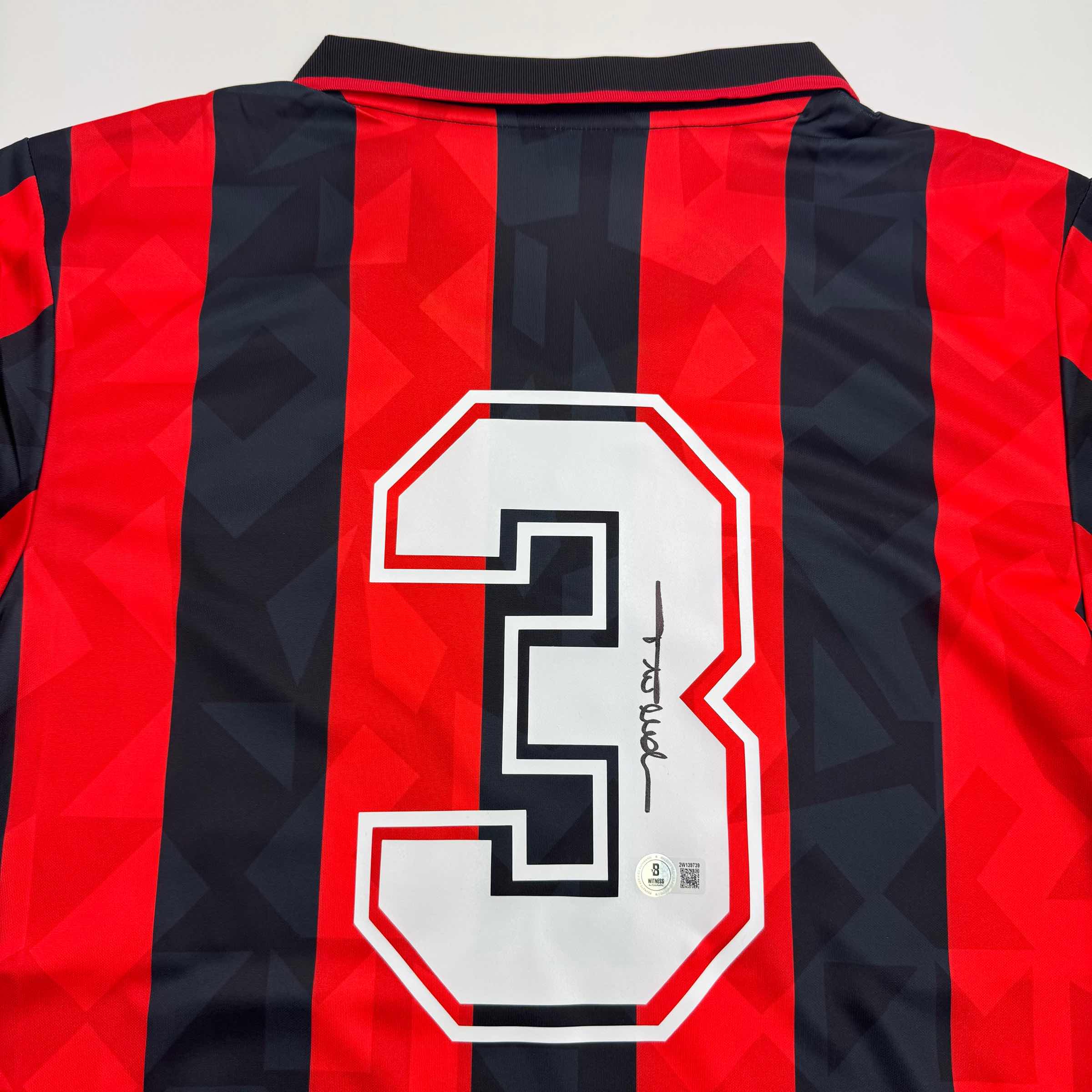 autographed-signed-paolo-maldini-ac-milan-black-red-soccer-futbol-jersey-beckett-bas-coa