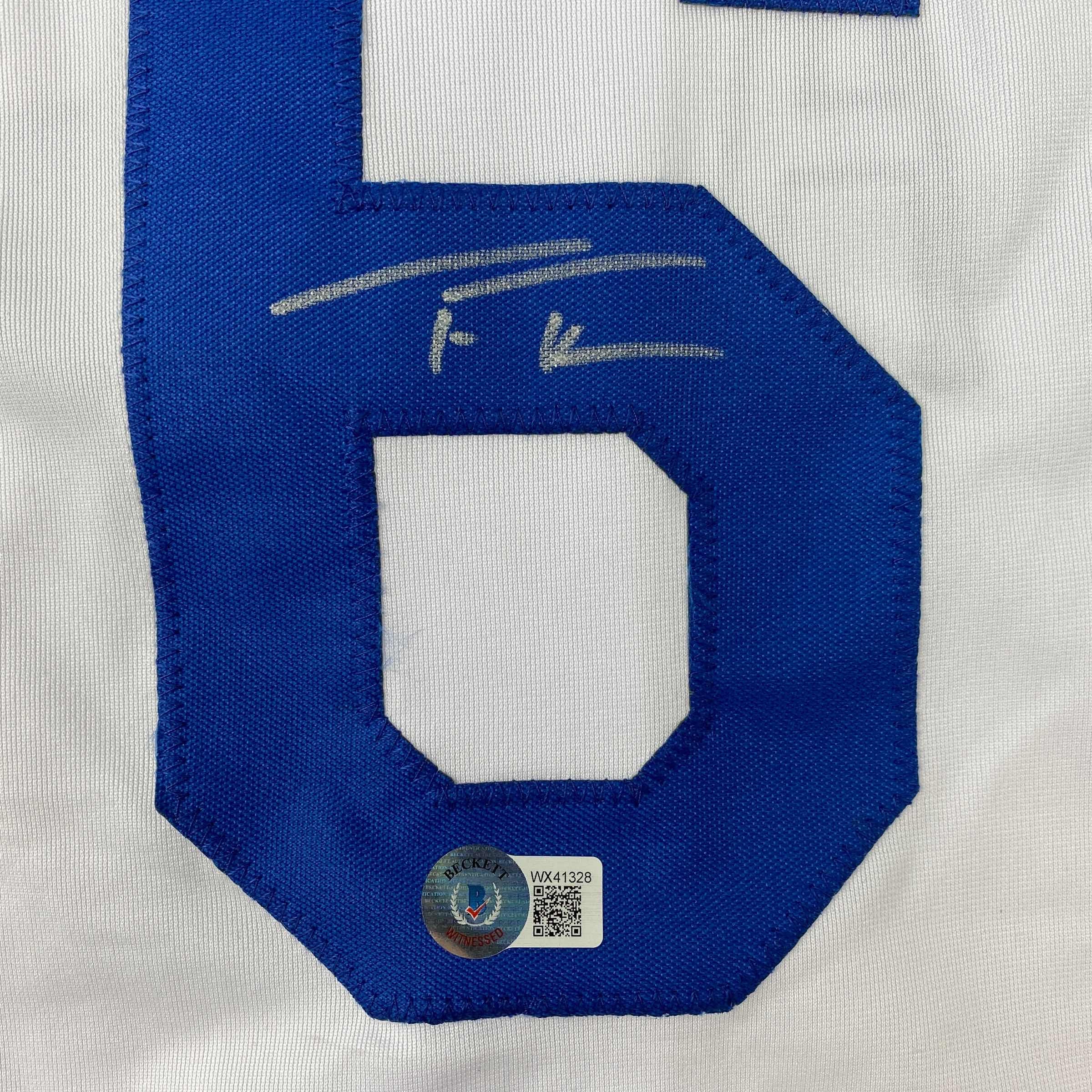 autographed-signed-trea-turner-los-angeles-la-white-baseball-jersey-beckett-bas-coa