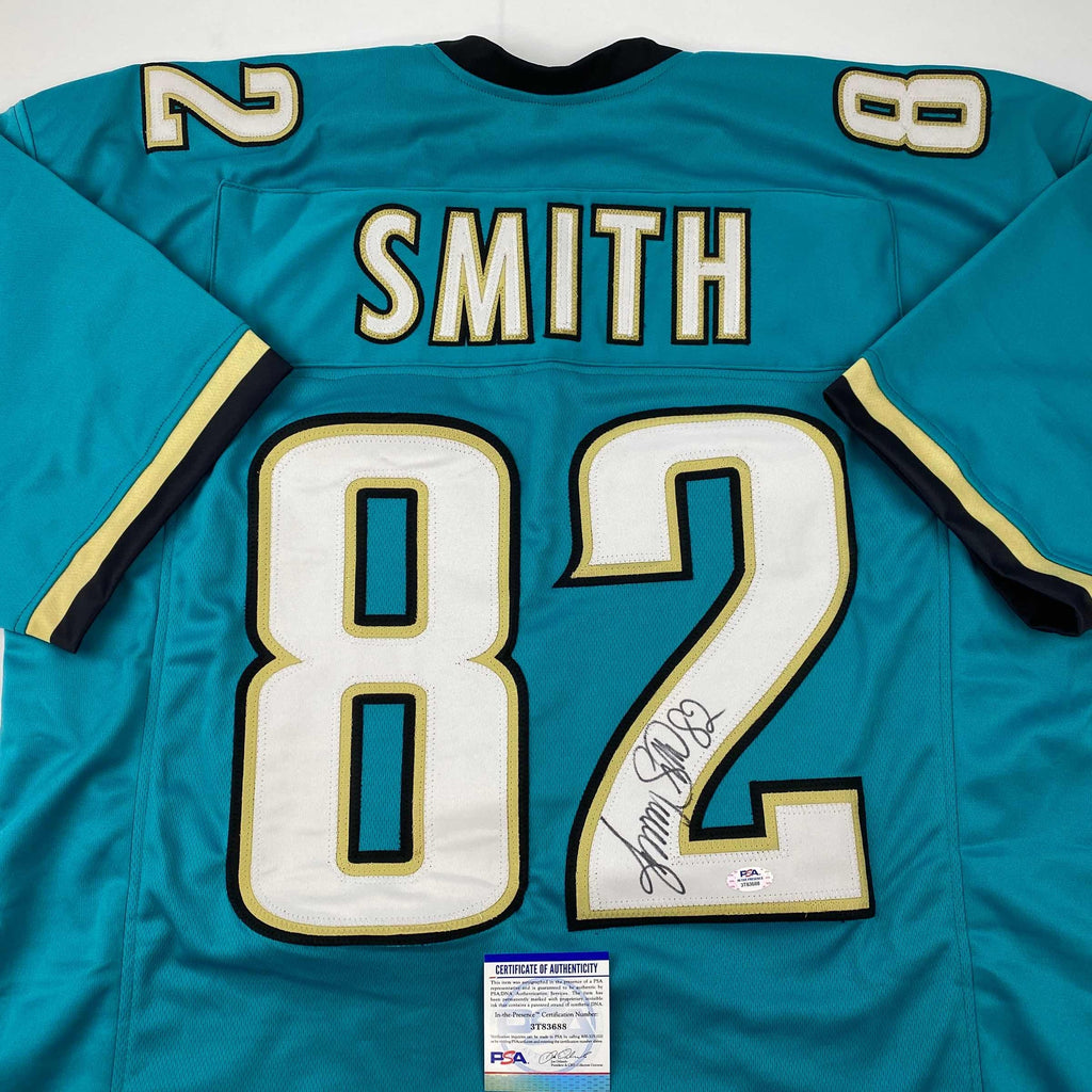 autographed-signed-jimmy-smith-jacksonville-teal-football-jersey-psa-dna-coa