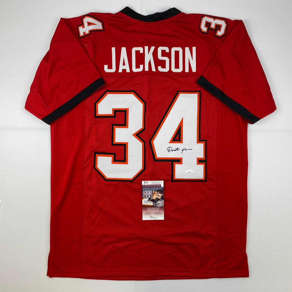 autographed-signed-dexter-jackson-tampa-bay-red-football-jersey-jsa-coa