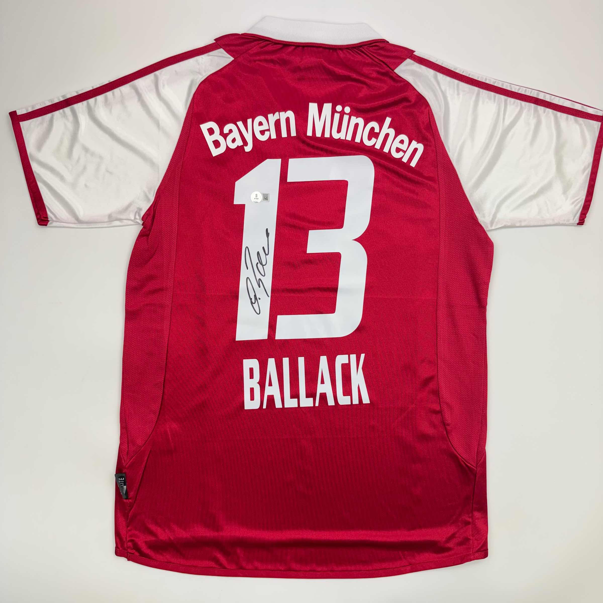 autographed-signed-michael-ballack-fc-bayern-munich-red-soccer-futbol-jersey-beckett-bas-coa