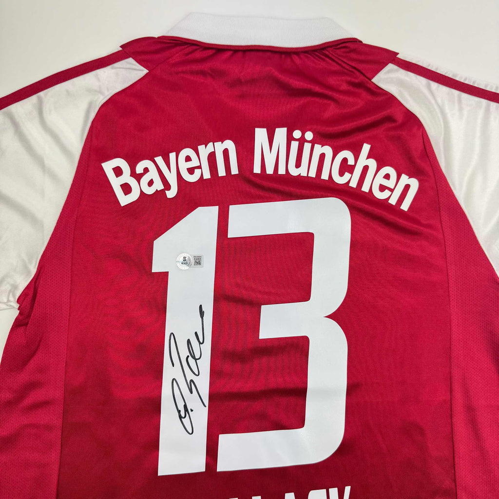 autographed-signed-michael-ballack-fc-bayern-munich-red-soccer-futbol-jersey-beckett-bas-coa