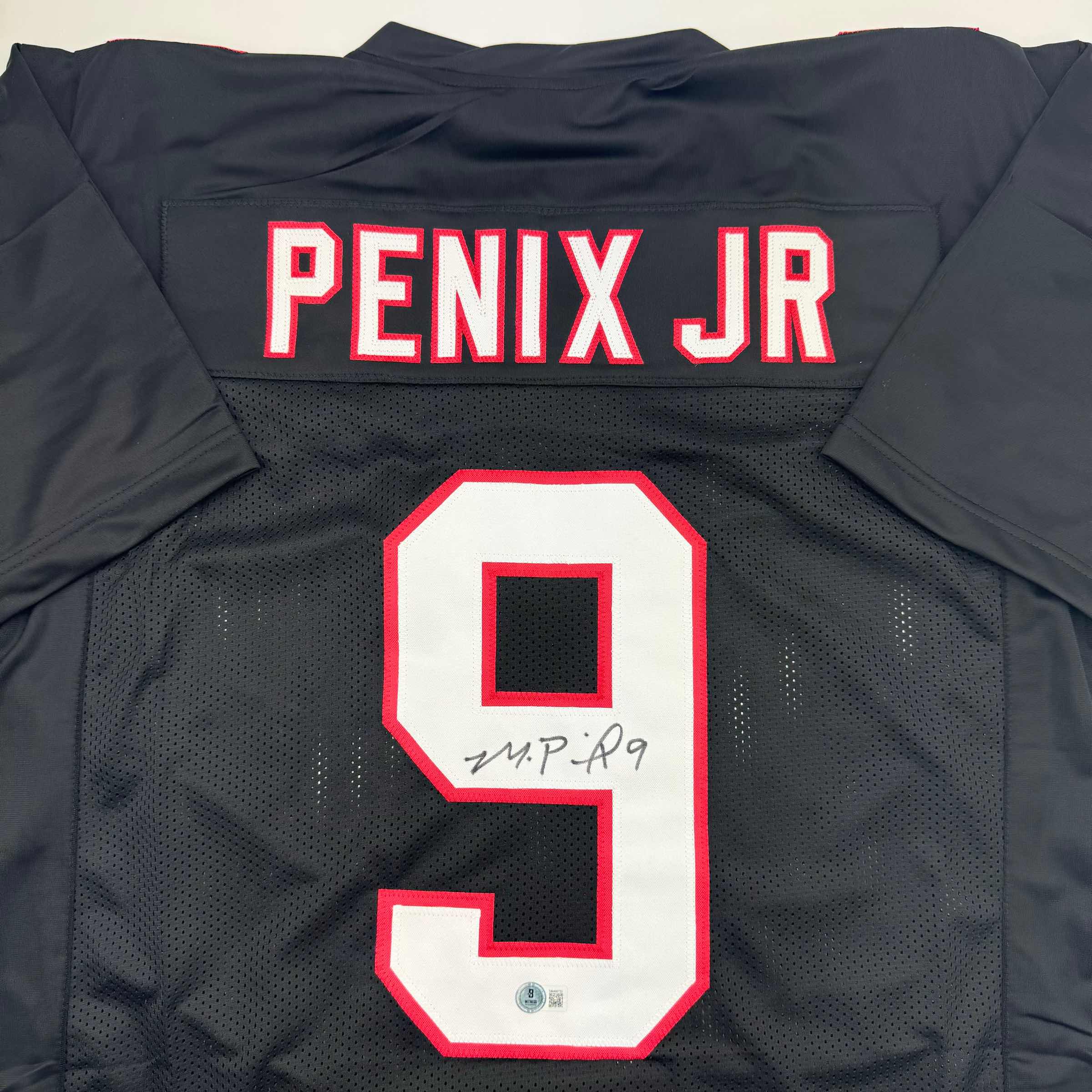 autographed-signed-michael-penix-jr-atlanta-black-football-jersey-beckett-bas-coa