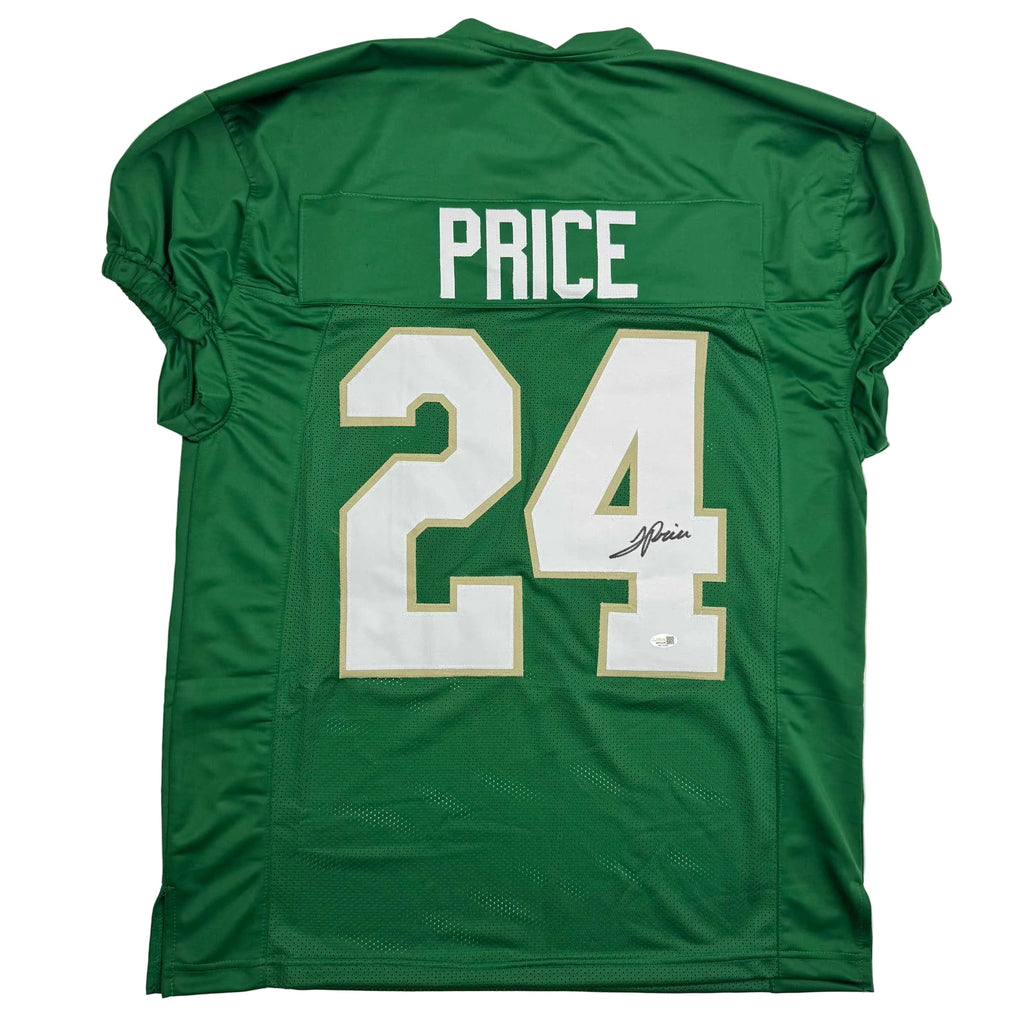 autographed-signed-jadarian-price-notre-dame-green-college-football-jersey-jsa-coa