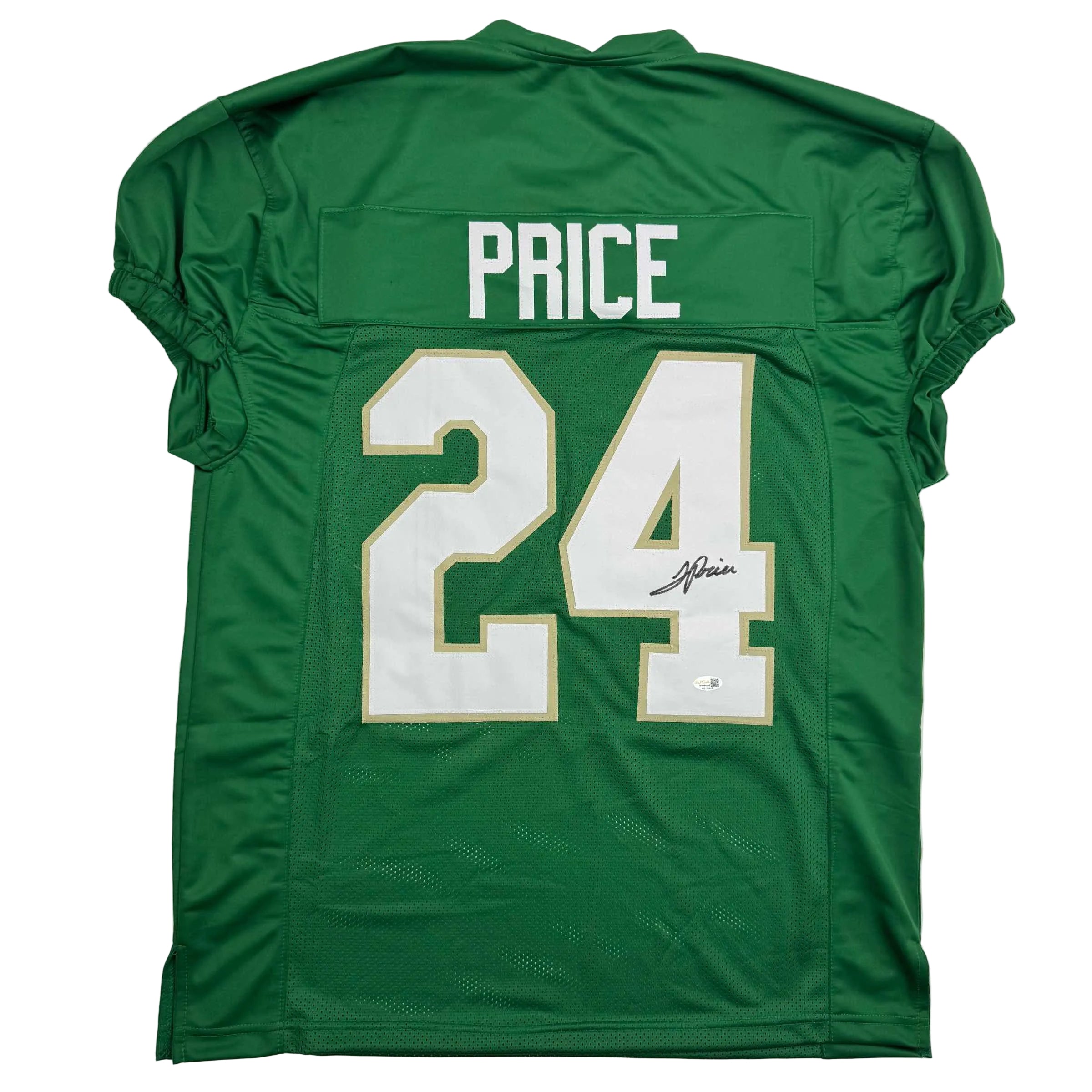 autographed-signed-jadarian-price-notre-dame-green-college-football-jersey-jsa-coa