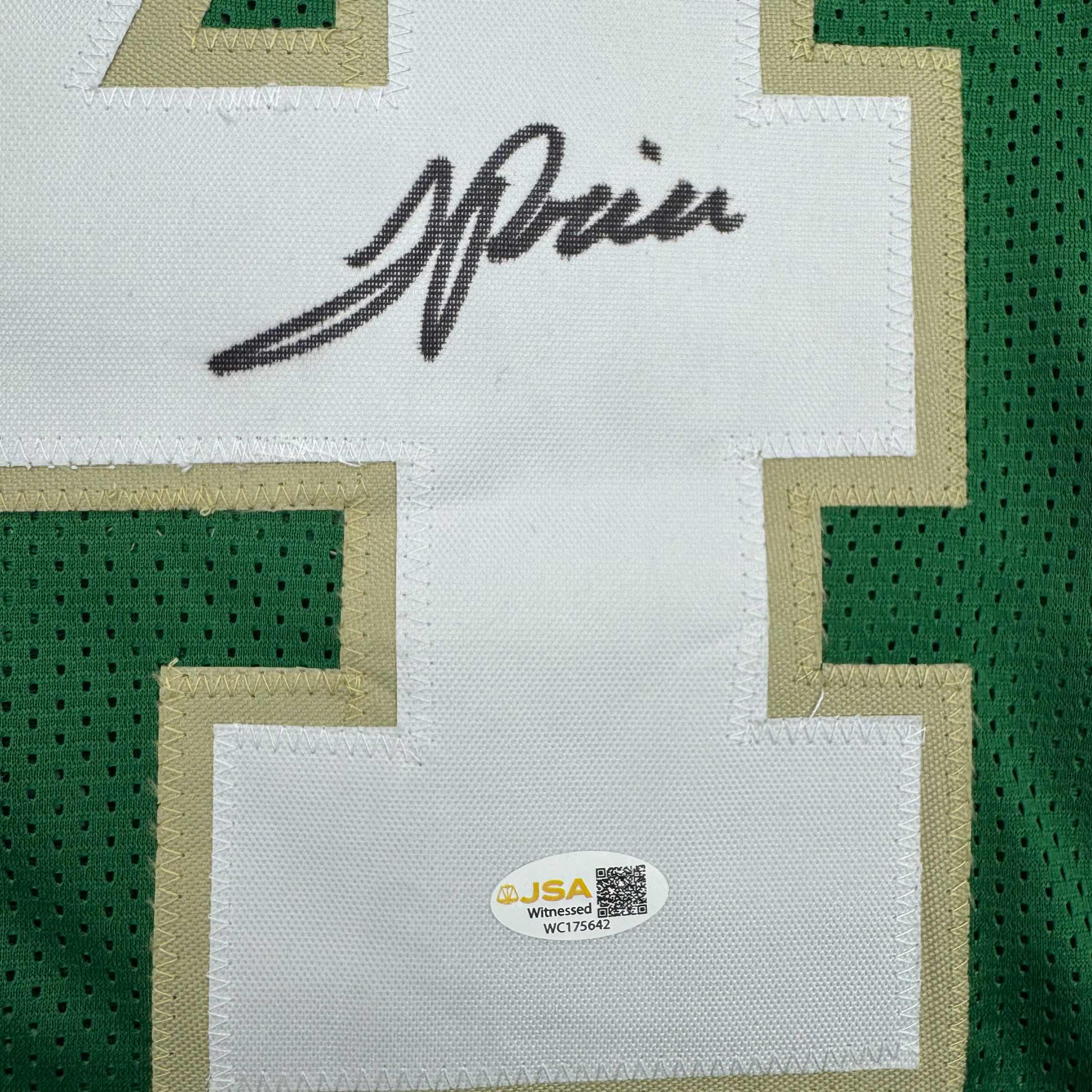 autographed-signed-jadarian-price-notre-dame-green-college-football-jersey-jsa-coa