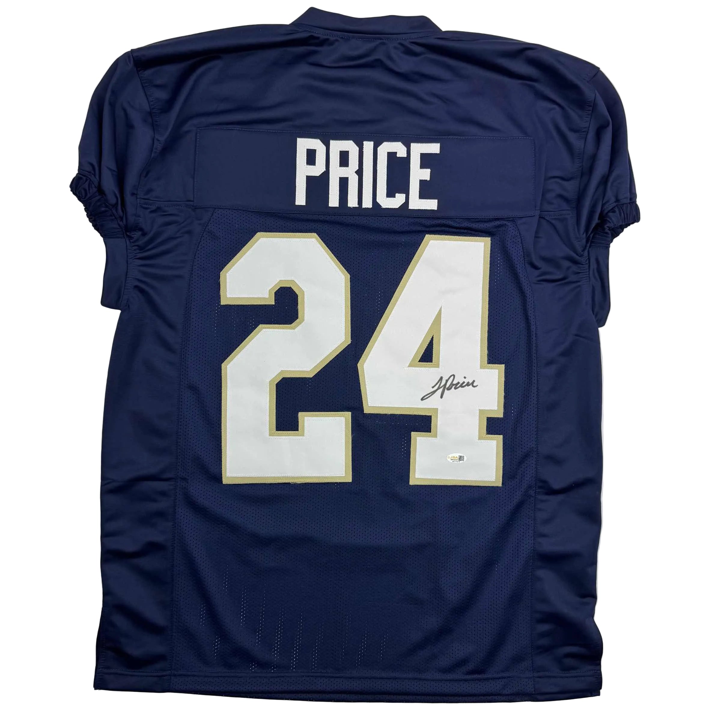 autographed-signed-jadarian-price-notre-dame-blue-college-football-jersey-jsa-coa