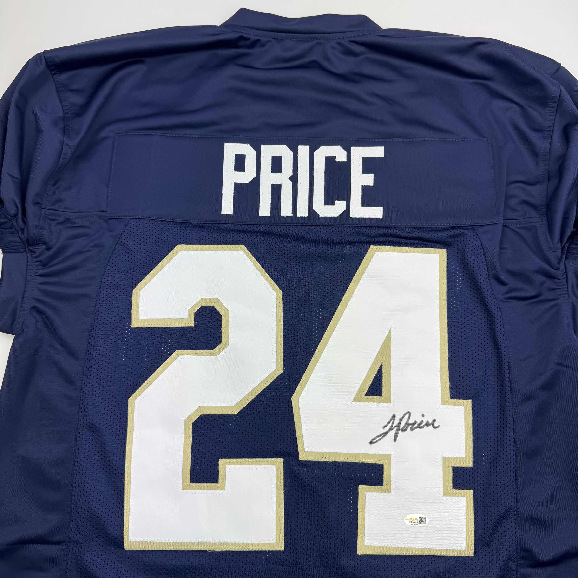 autographed-signed-jadarian-price-notre-dame-blue-college-football-jersey-jsa-coa