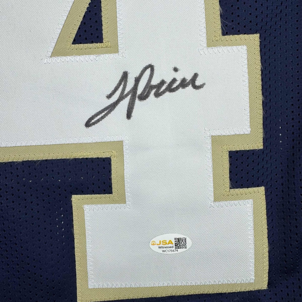 autographed-signed-jadarian-price-notre-dame-blue-college-football-jersey-jsa-coa