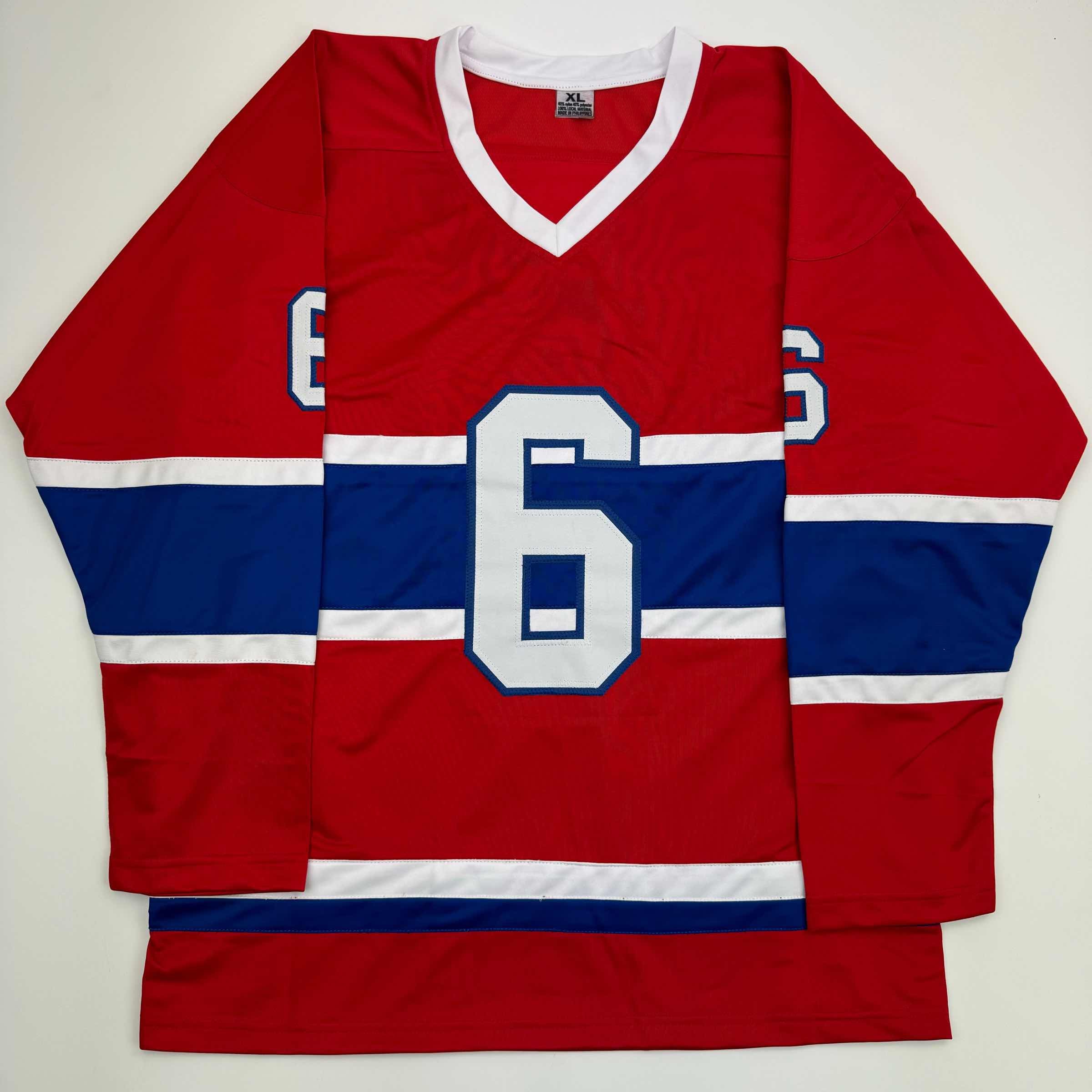 autographed-signed-pierre-mondou-3-cups-77-78-79-montreal-red-hockey-jersey-jsa-coa