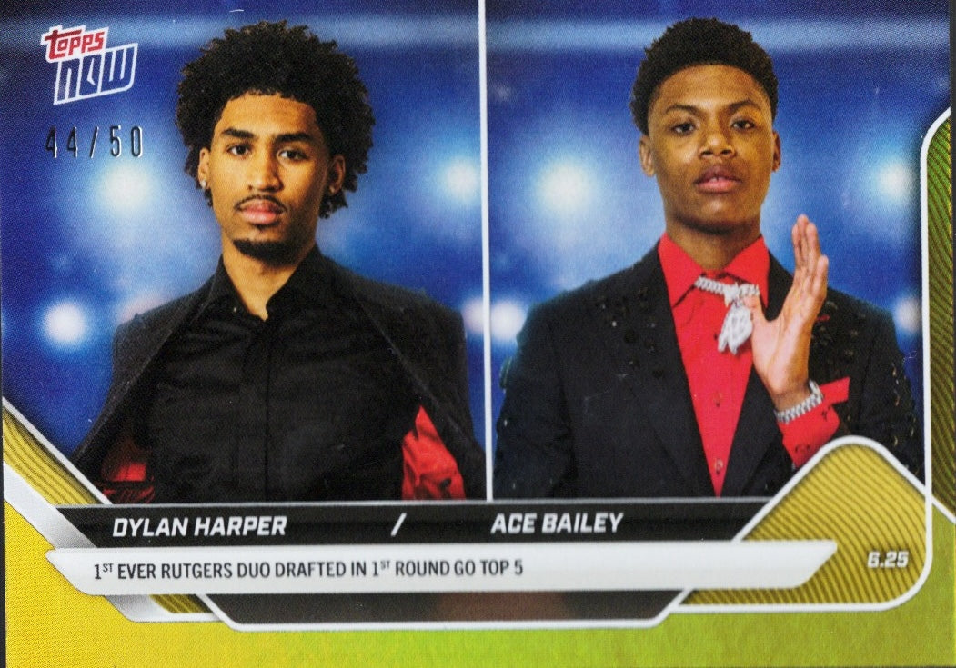 2025-topps-now-dylan-harper-ace-bailey-dhab-gold-foil-50-rookie-rc-basketball-card
