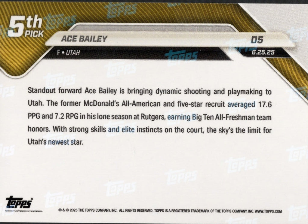 2025-topps-now-ace-bailey-d5-green-foil-99-utah-jazz-rookie-rc-basketball-card