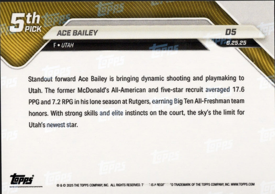 2025-topps-now-ace-bailey-d5-orange-foil-25-utah-jazz-rookie-rc-basketball-card