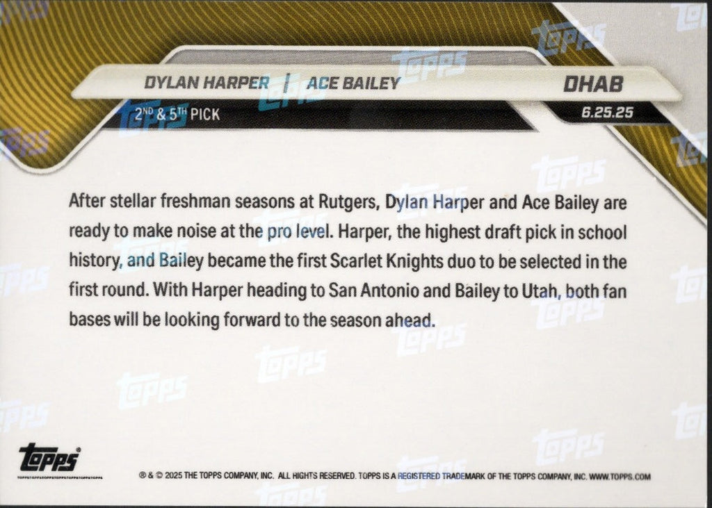 2025-topps-now-dylan-harper-ace-bailey-dhab-gold-foil-50-rookie-rc-basketball-card