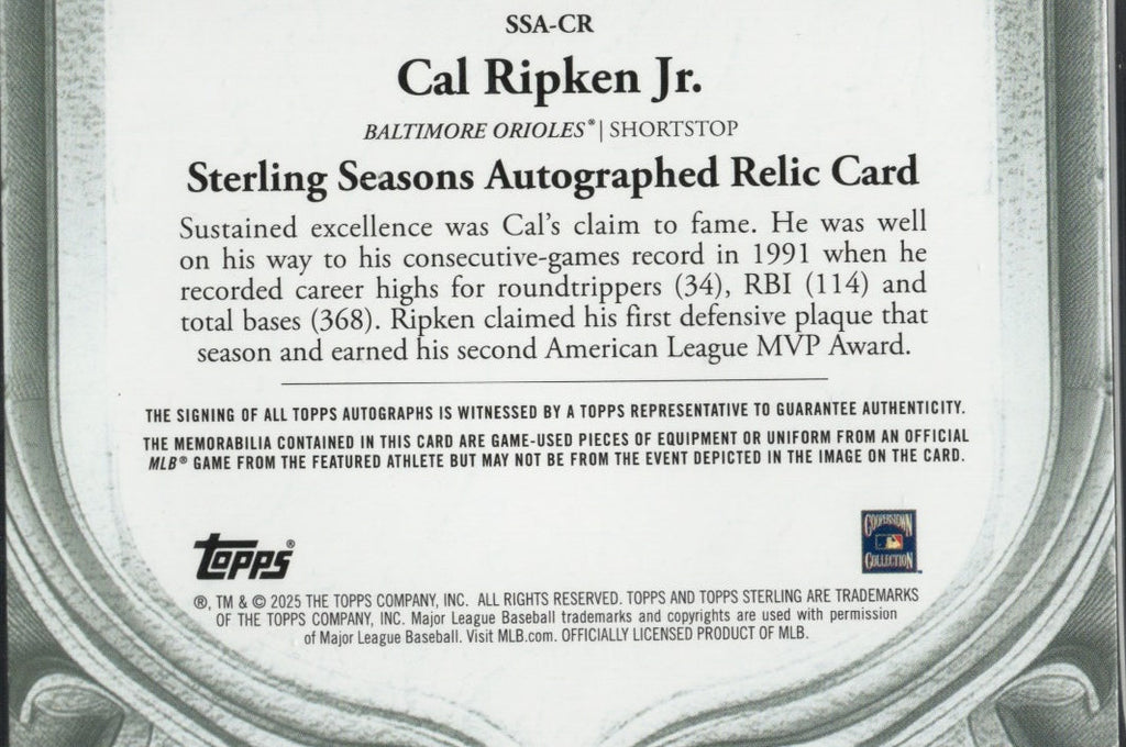 2025-topps-sterling-cal-ripken-jr-ssacr-sterling-seasons-1991-relic-auto-25-baltimore-orioles-baseball-card