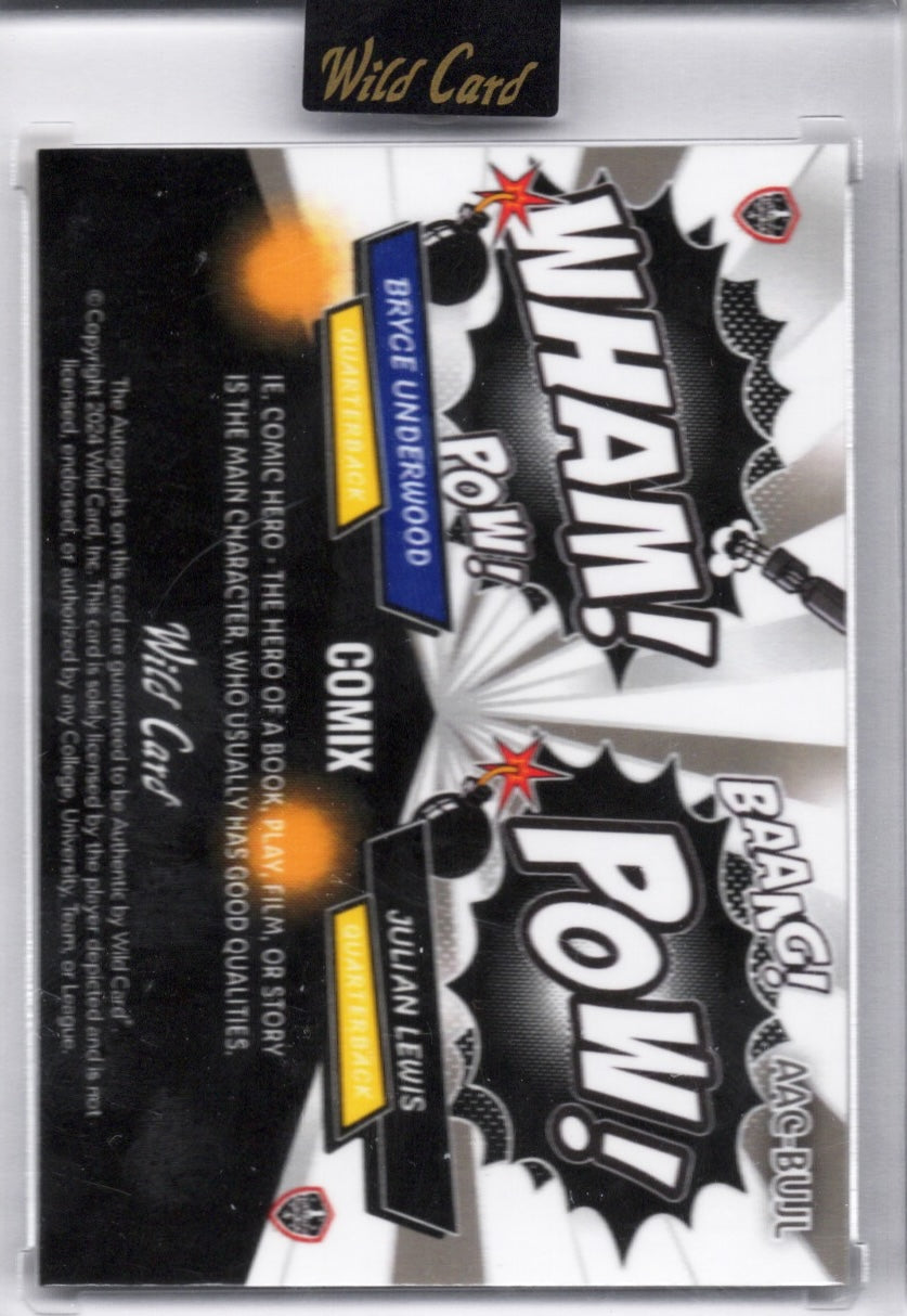 2024-wild-card-comix-bryce-underwood-julian-lewis-aacbujl-cracked-ice-dual-auto-1-1-rookie-rc-football-card