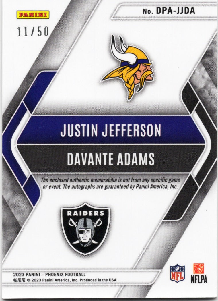 2023-panini-phoenix-justin-jefferson-davante-adams-dpajjda-dual-patch-auto-50-football-card