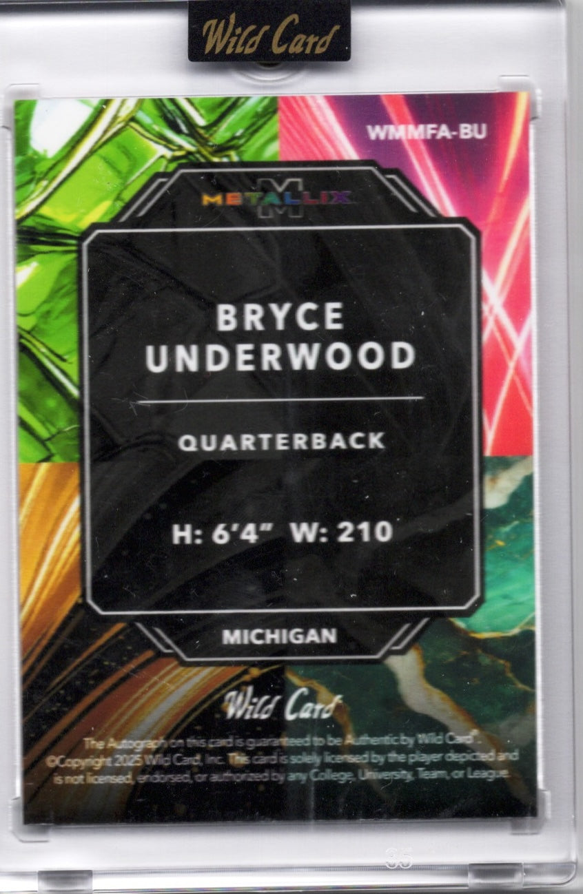 2025-wild-card-metallix-bryce-underwood-wmmfabu-red-auto-1-1-michigan-wolverines-rookie-rc-football-card