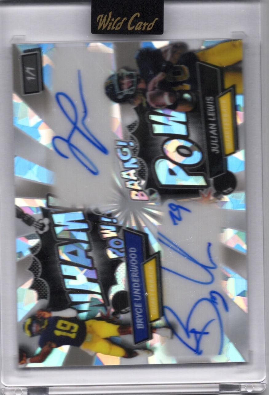 2024-wild-card-comix-bryce-underwood-julian-lewis-aacbujl-cracked-ice-dual-auto-1-1-rookie-rc-football-card