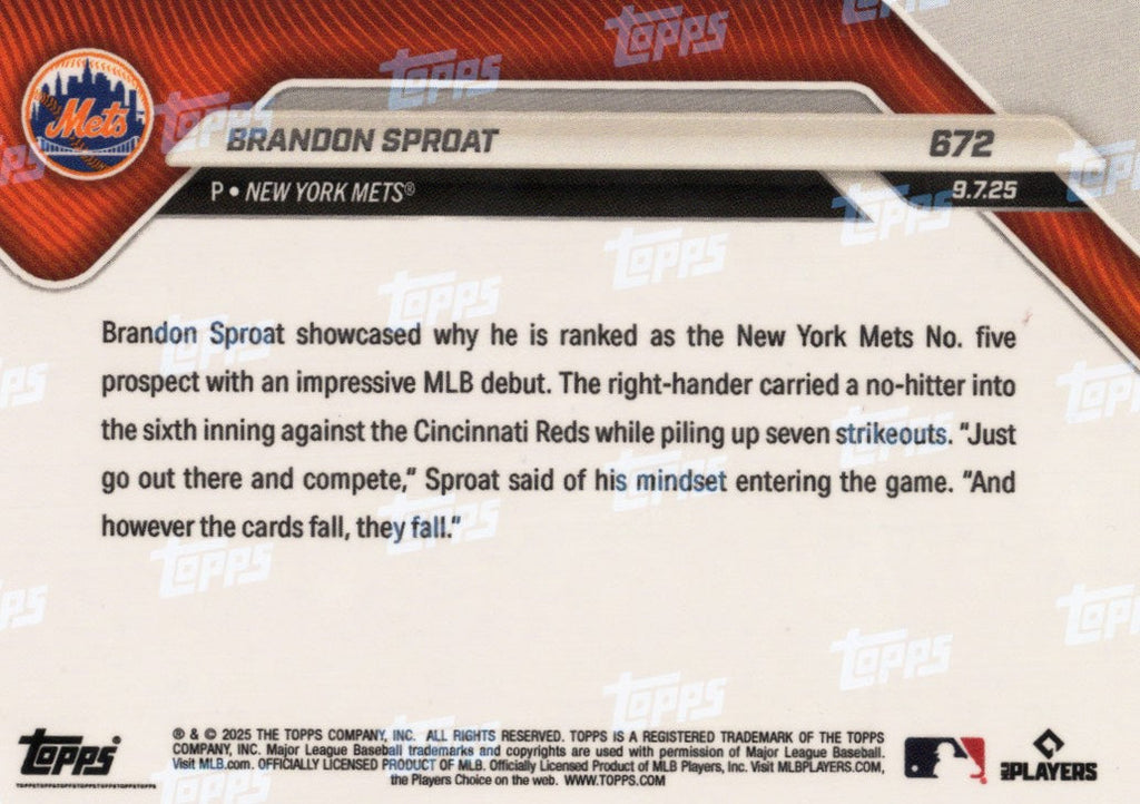 2025-topps-now-brandon-sproat-672-superfractor-1-1-new-york-mets-rookie-rc-baseball-card