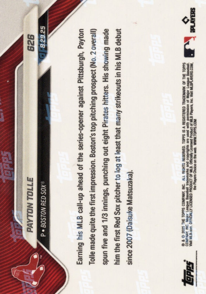 2025-topps-now-payton-tolle-626-gold-foil-50-boston-red-sox-rookie-rc-baseball-card