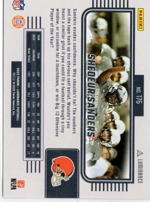 2025-panini-luminance-shedeur-sanders-176-blue-150-rookie-rc-football-card