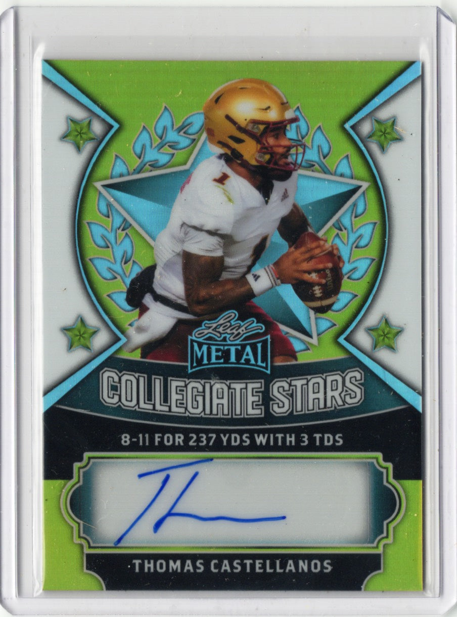 2025-leaf-metal-thomas-castellanos-cstc1-collegiate-stars-auto-16-florida-state-seminoles-rookie-rc-football-card