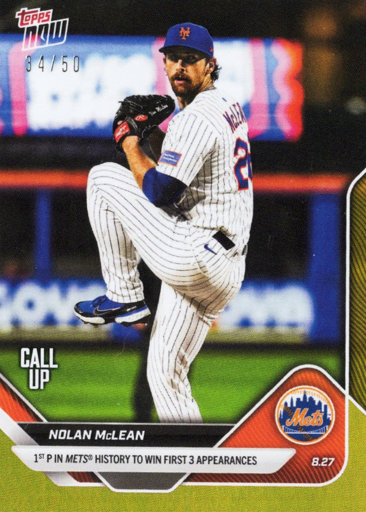 2025-topps-now-nolan-mclean-616-gold-foil-50-new-york-mets-rookie-rc-baseball-card