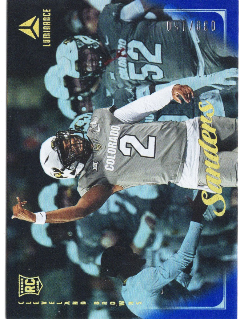 2025-panini-luminance-shedeur-sanders-176-blue-150-rookie-rc-football-card