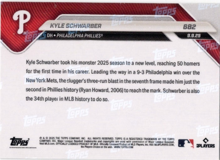 2025-topps-now-kyle-schwarber-682-gold-foil-50-philadelphia-phillies-baseball-card