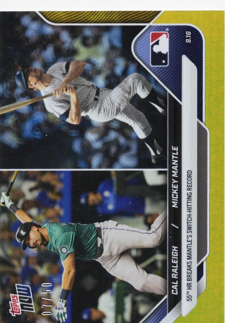 2025-topps-now-cal-raleigh-mickey-mantle-719-gold-foil-50-baseball-card